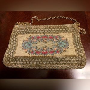 Vintage 1950s Made In Italy Floral Embroidered Purse